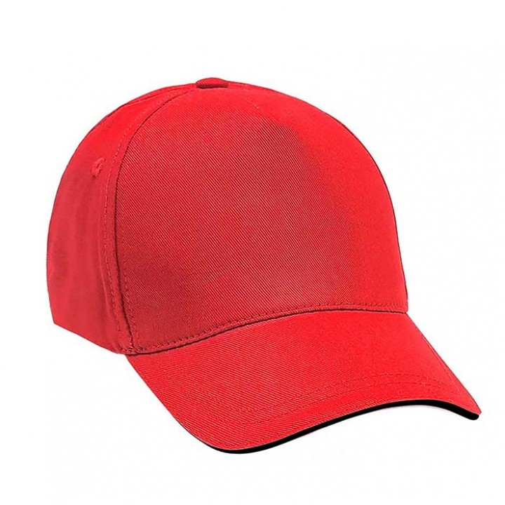Kırmızı Pamuk Gabardin 5 Panel Sandwich Siper Power Promosyon Şapkası